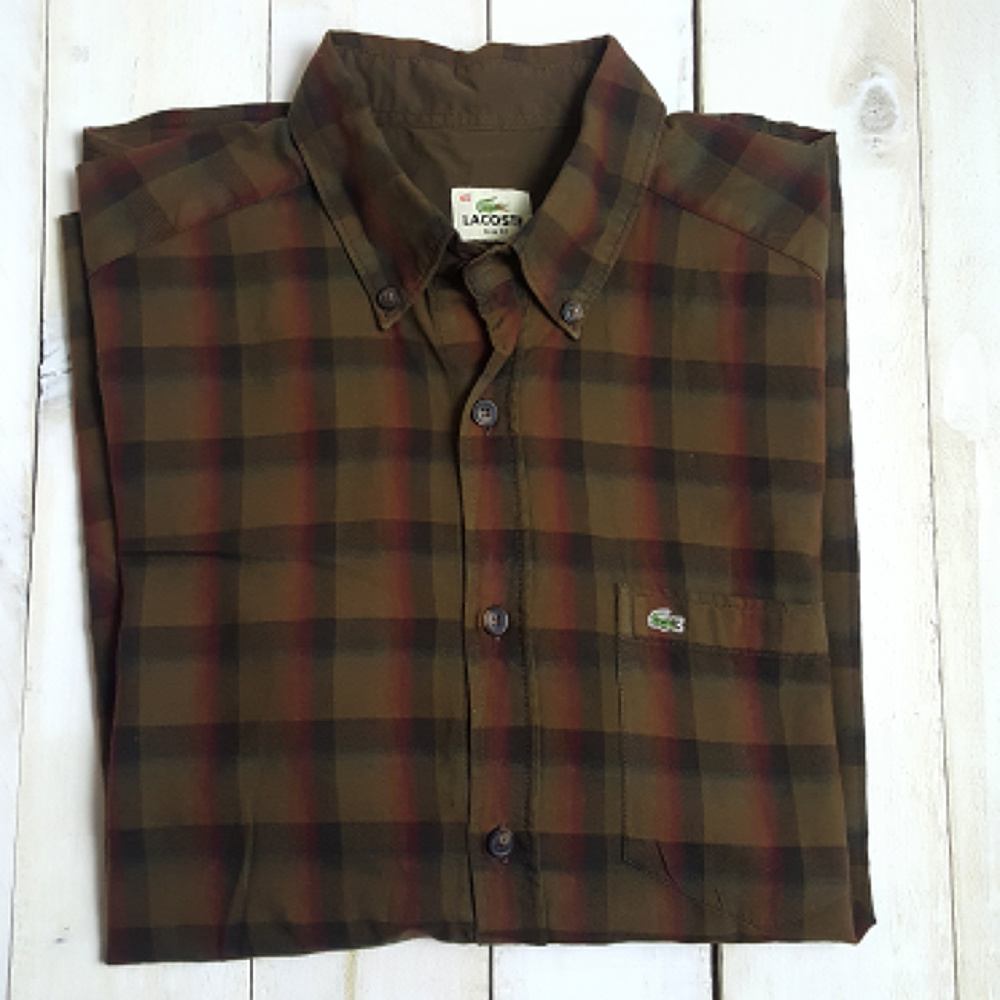 Lacoste Shirt Long Sleeve Plaid Mens Medium 40